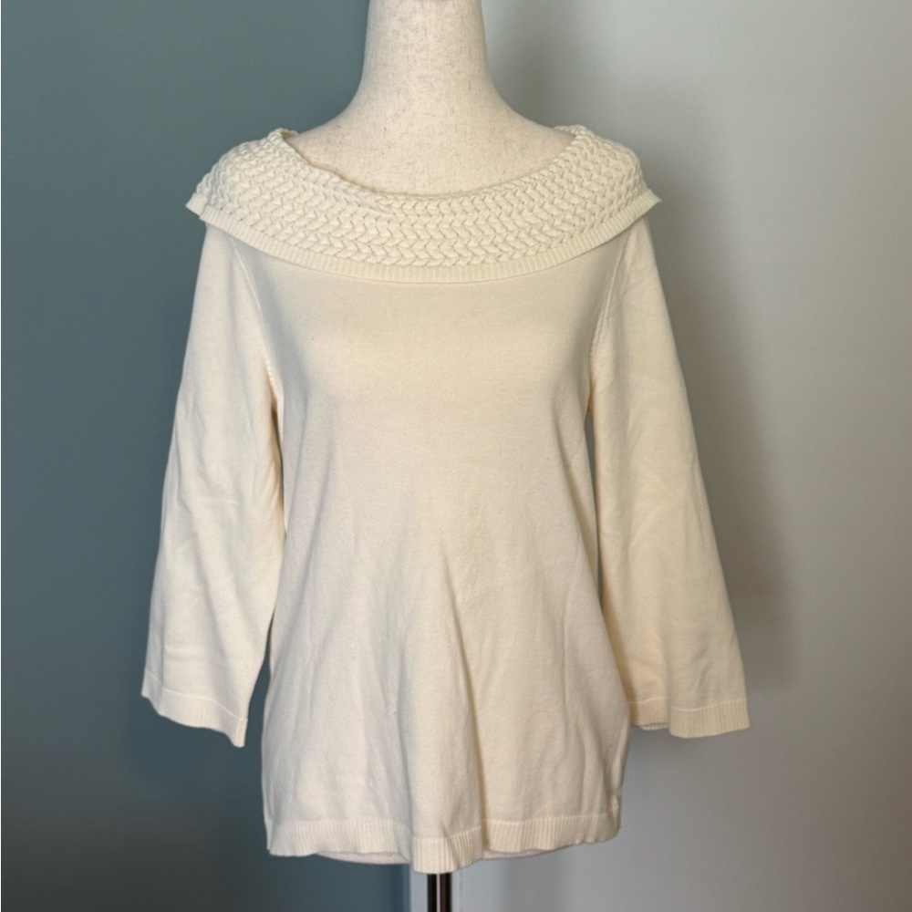 Christopher & Banks Cream Cowl Neck Sweater